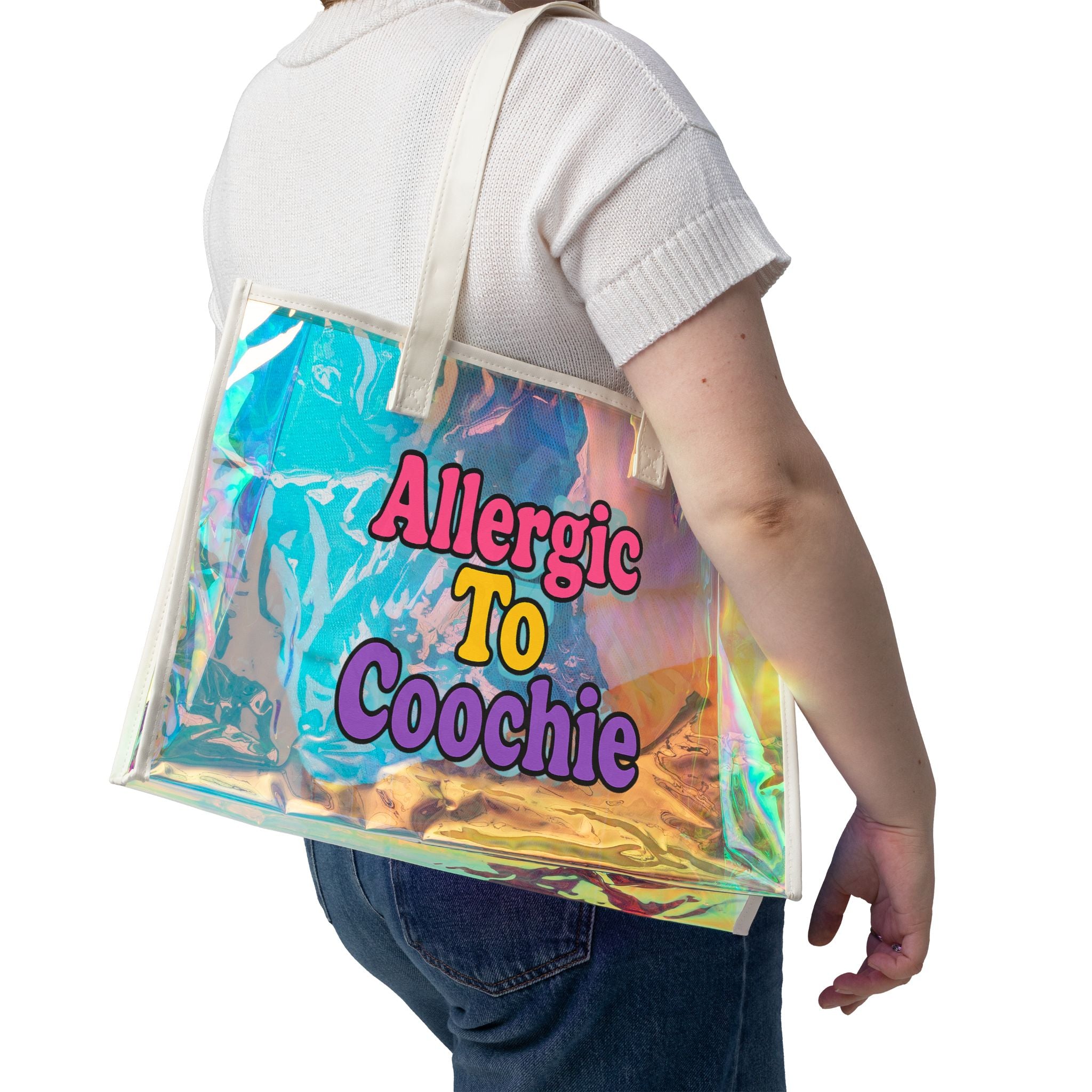 Tote Bag - Beach Holographic Allergic to Coochie Design