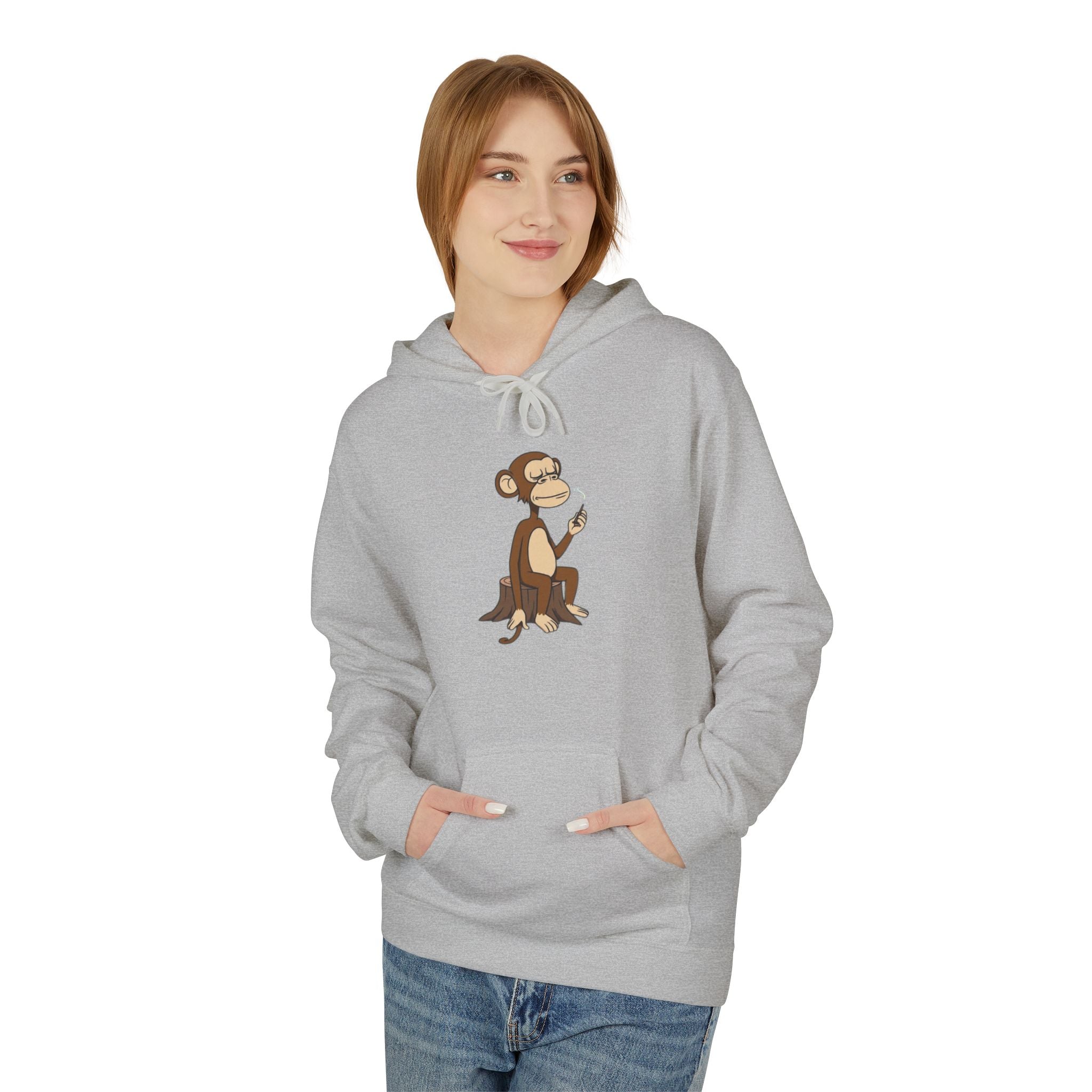 Fleece Hoodie Smoking Monkey Design