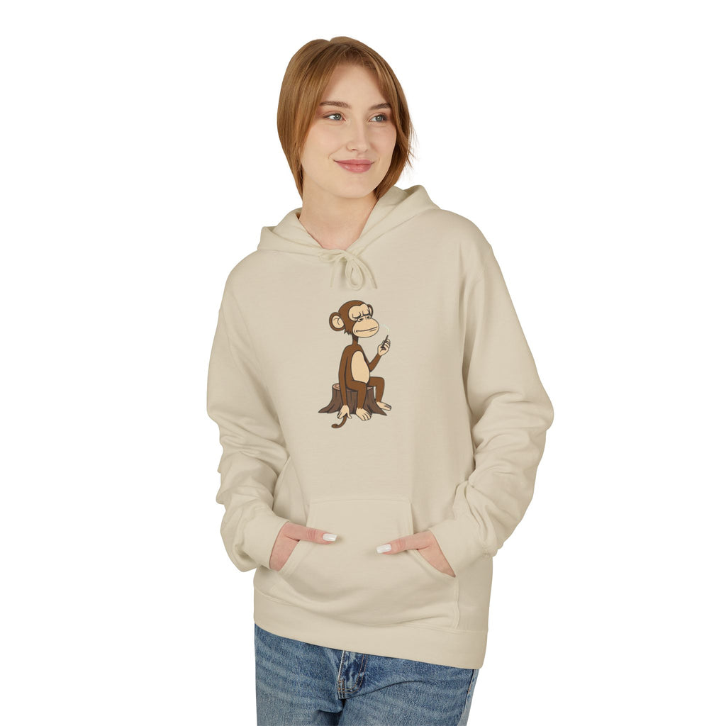 Fleece Hoodie Smoking Monkey Design