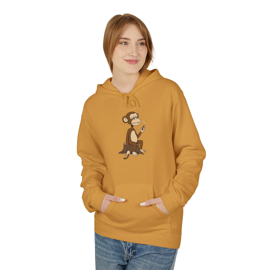 Fleece Hoodie Smoking Monkey Design