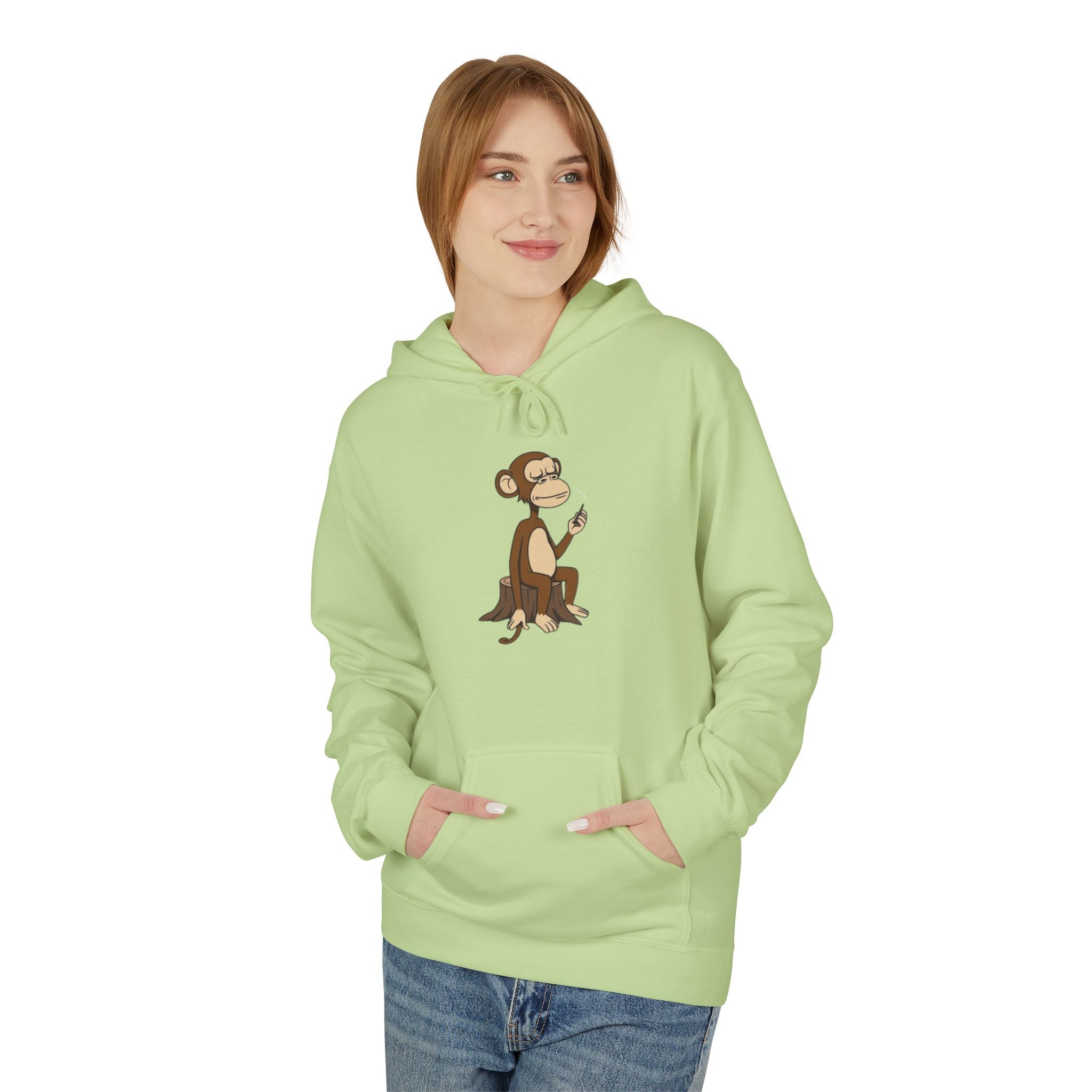 Fleece Hoodie Smoking Monkey Design