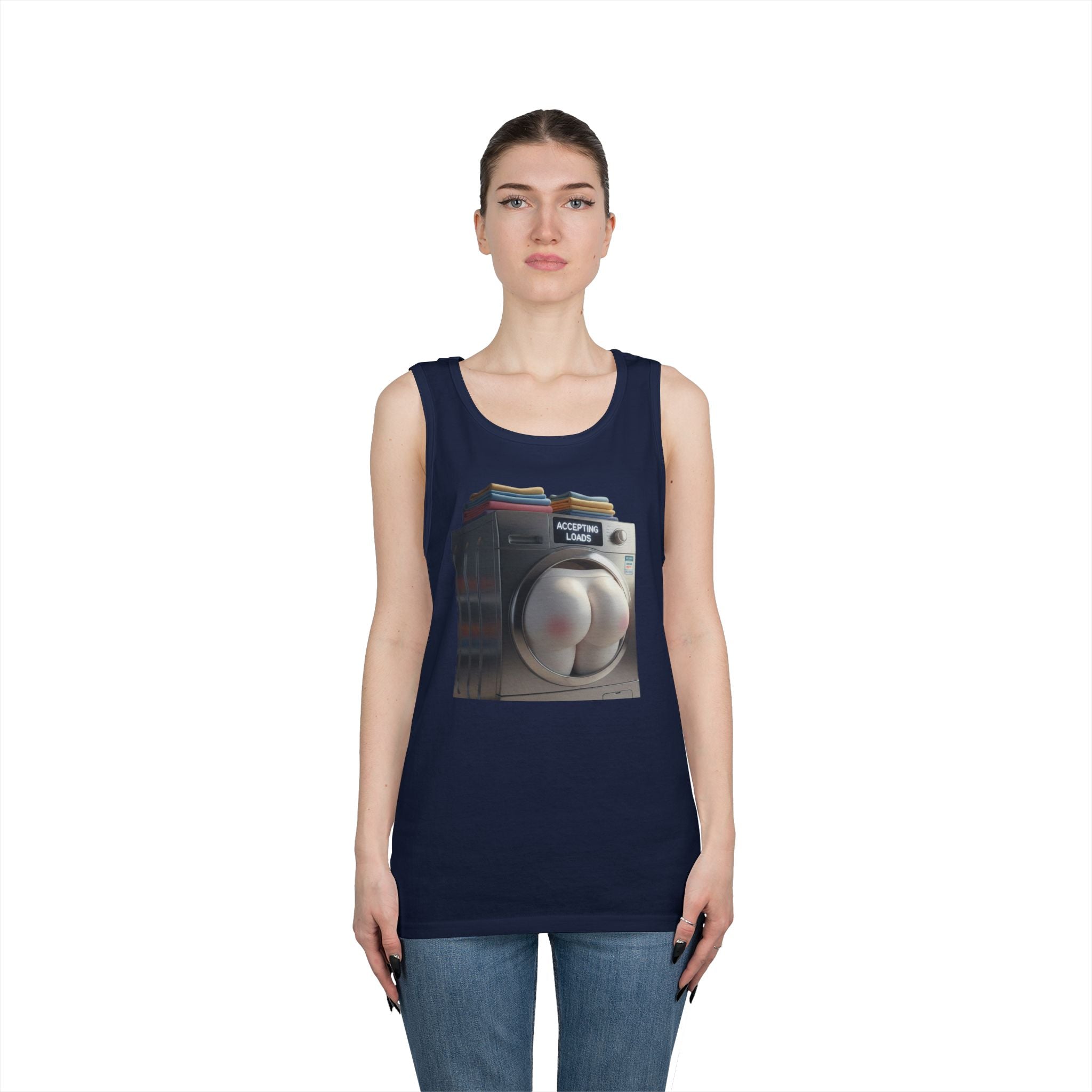 Accepting Loads - Graphic Tank Top — Retro Laundry Machine Art