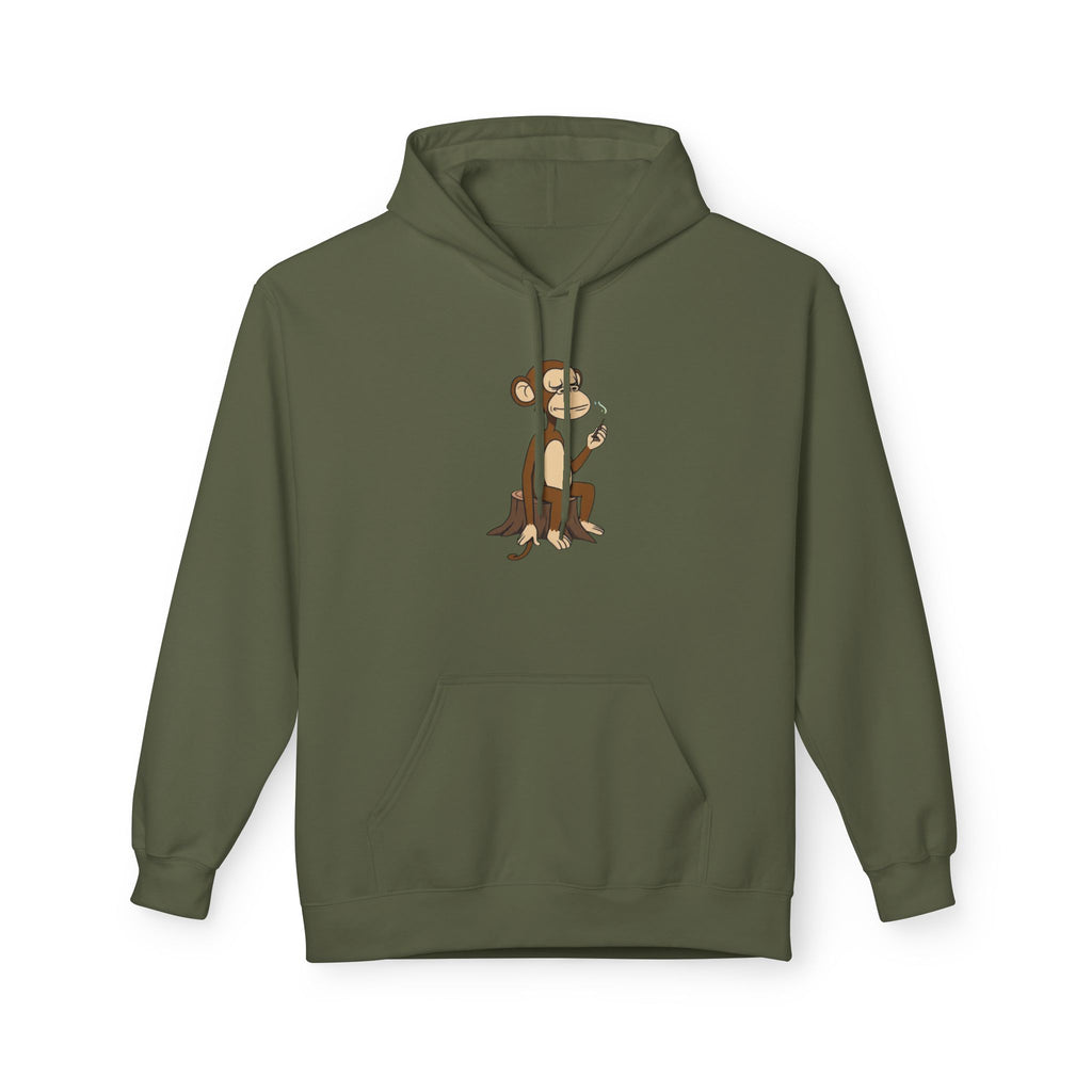 Fleece Hoodie Smoking Monkey Design
