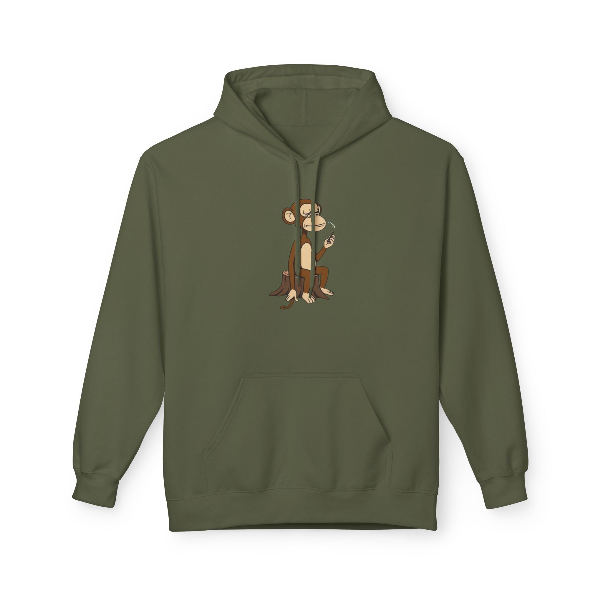 Fleece Hoodie Smoking Monkey Design