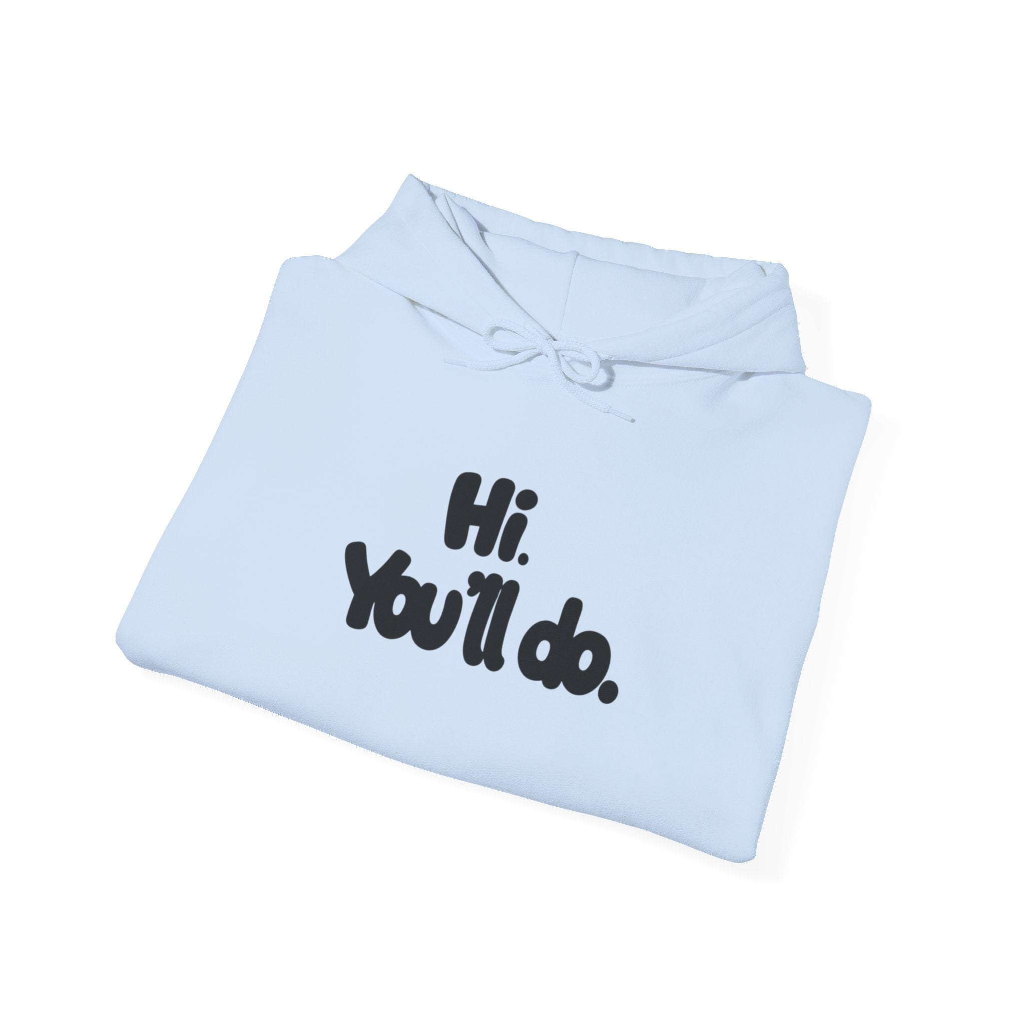 Hoodie — "Hi. You’ll do." Minimal Funny Graphic Pullover