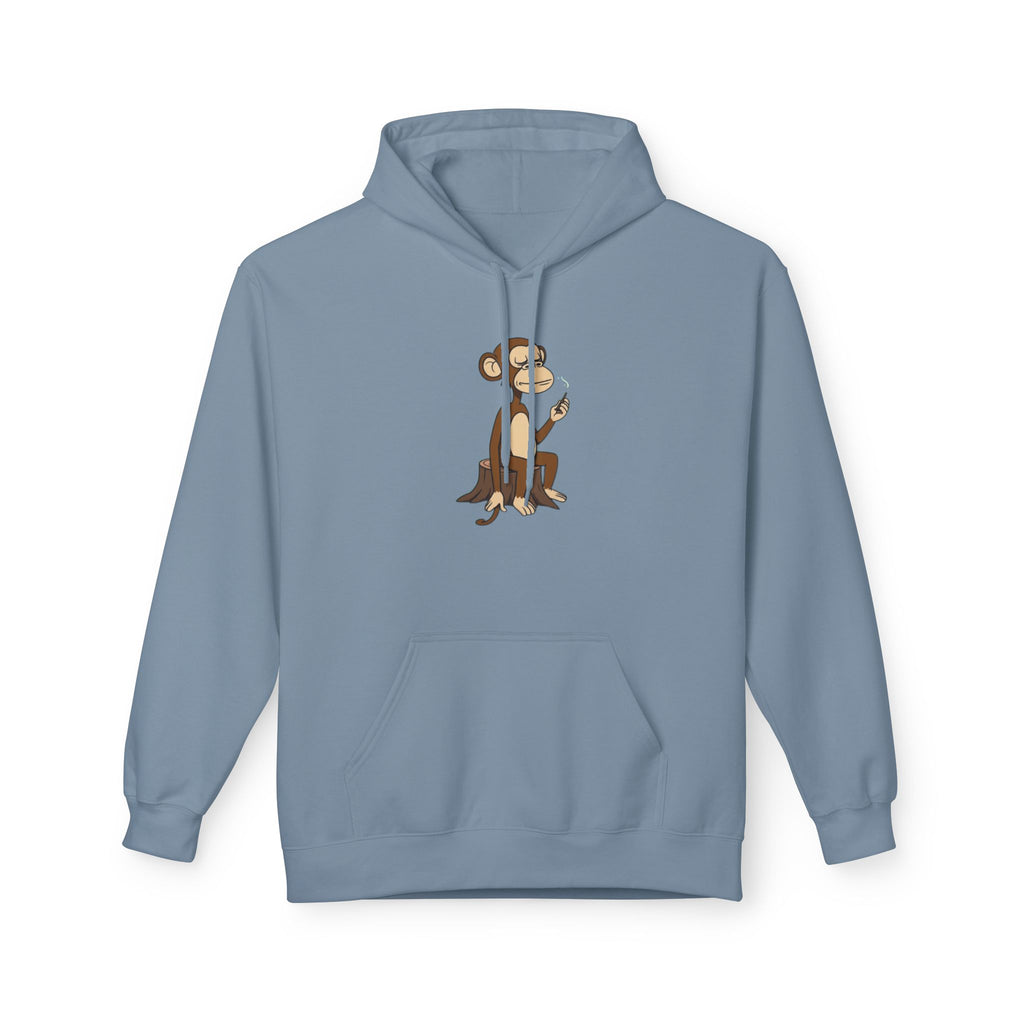 Fleece Hoodie Smoking Monkey Design