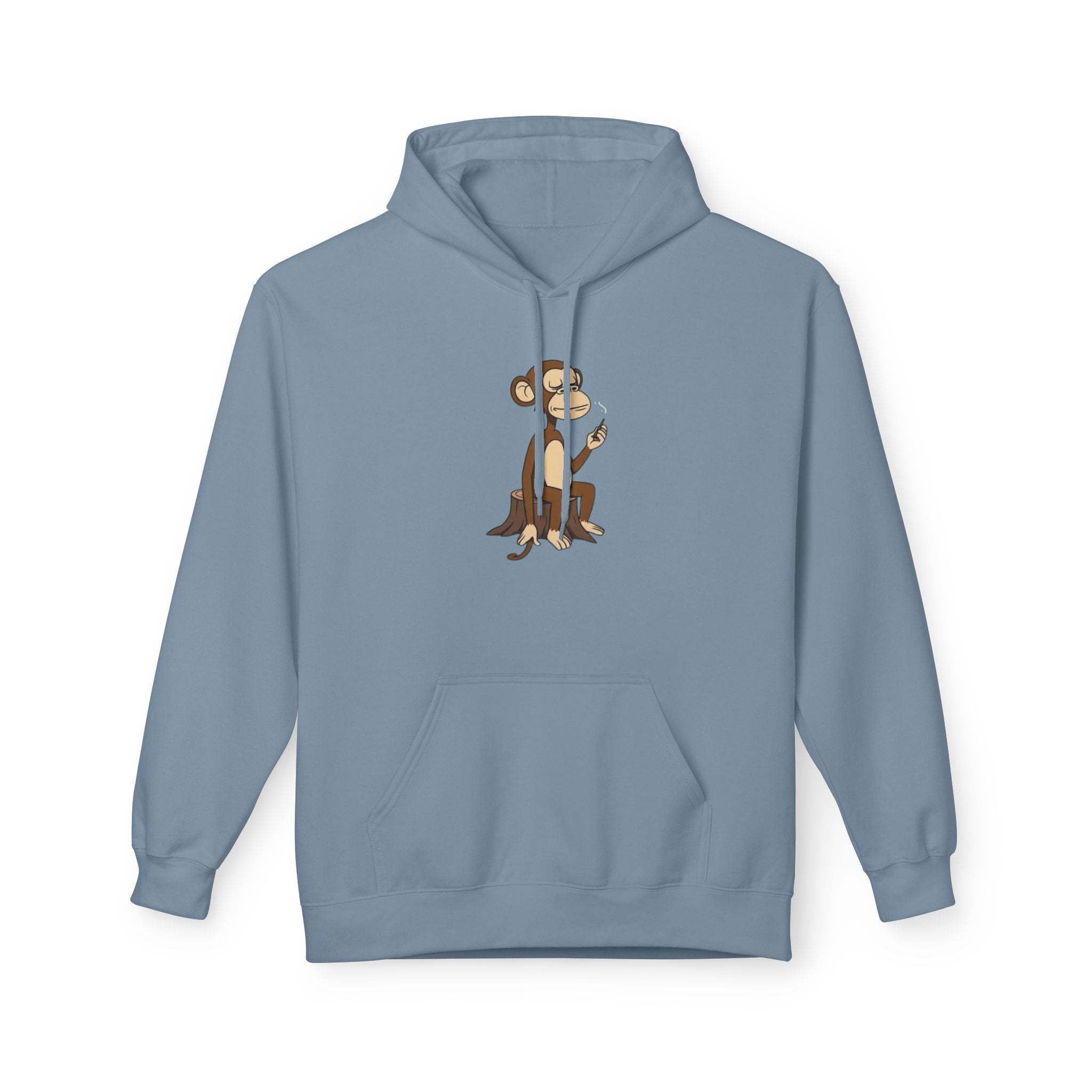 Fleece Hoodie Smoking Monkey Design