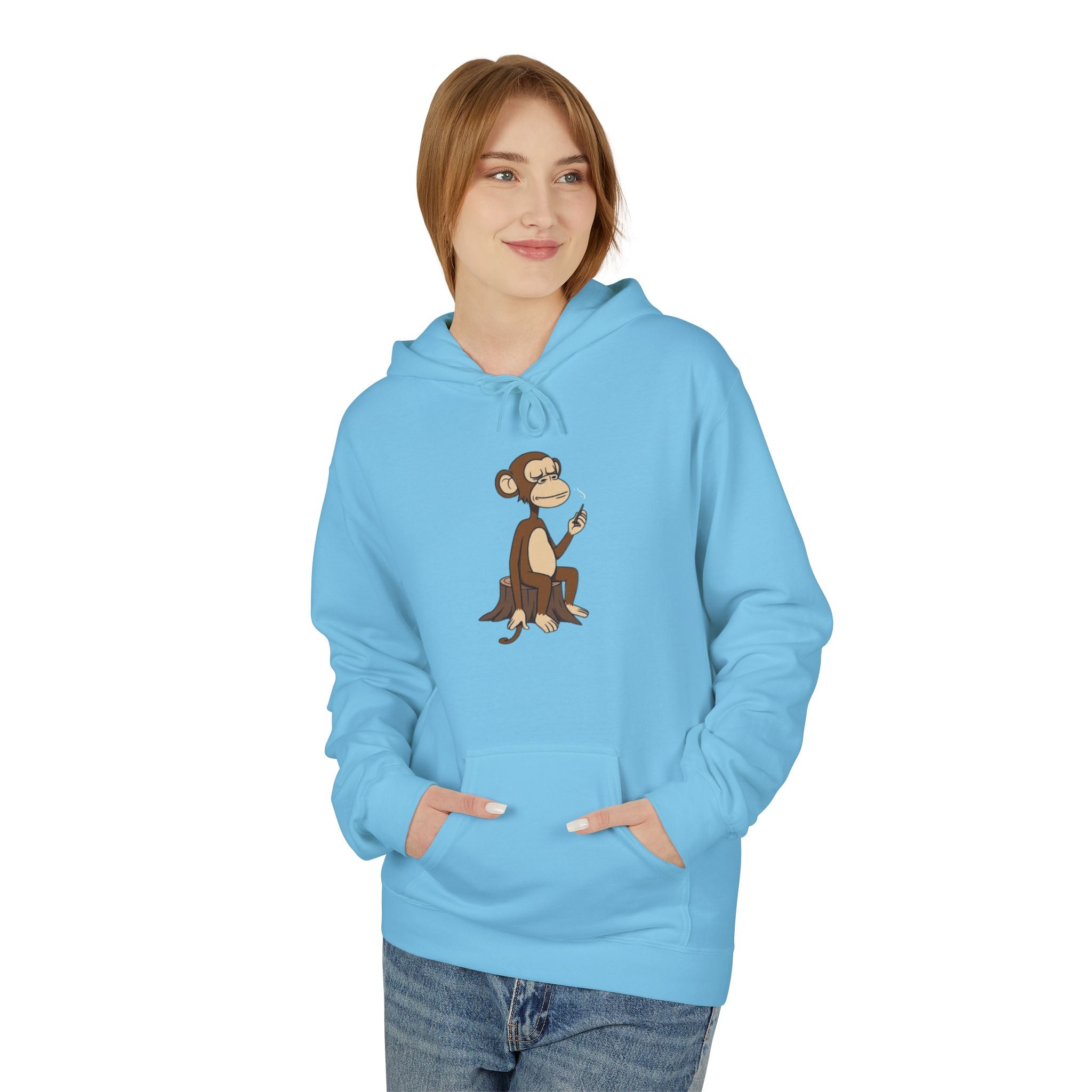 Fleece Hoodie Smoking Monkey Design
