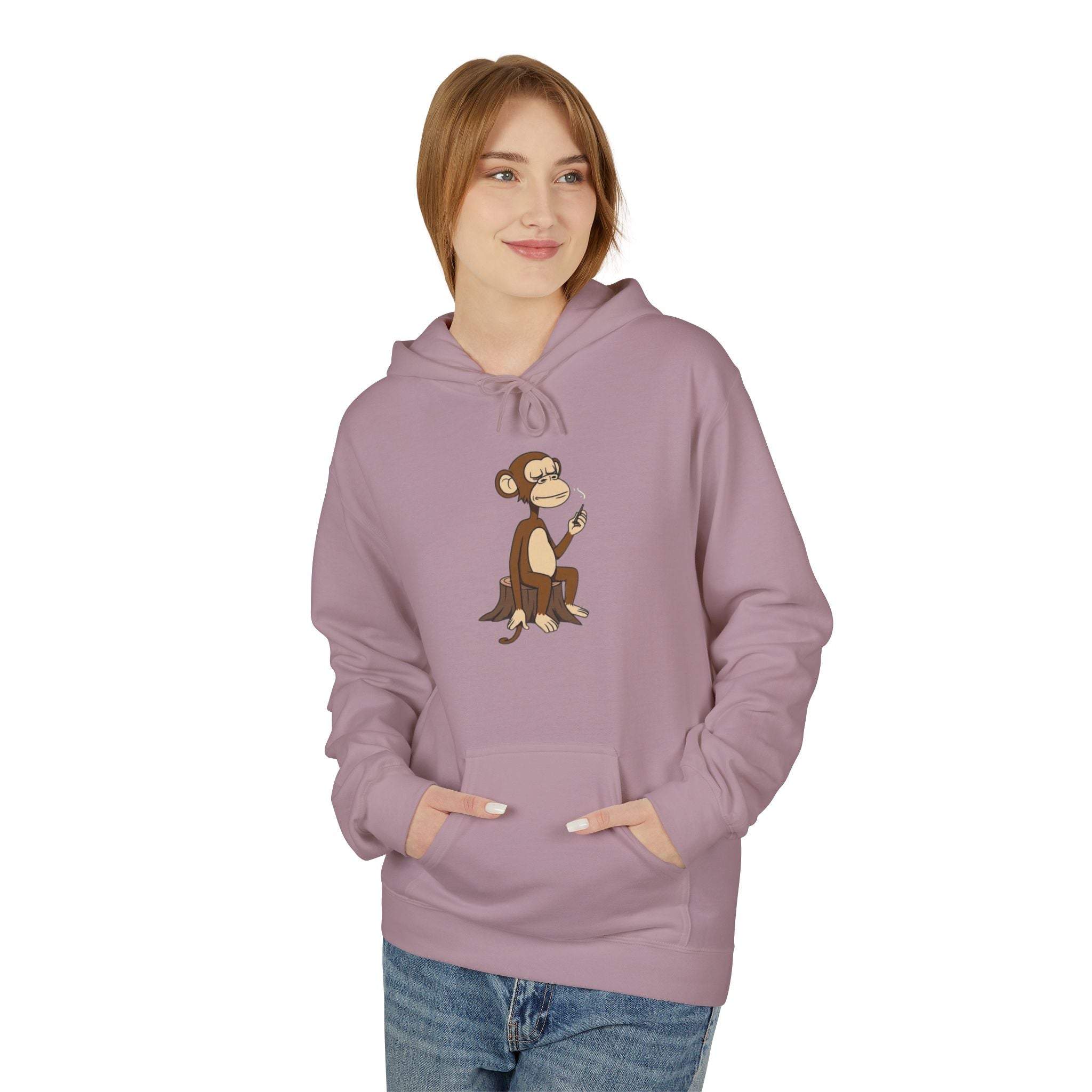 Fleece Hoodie Smoking Monkey Design