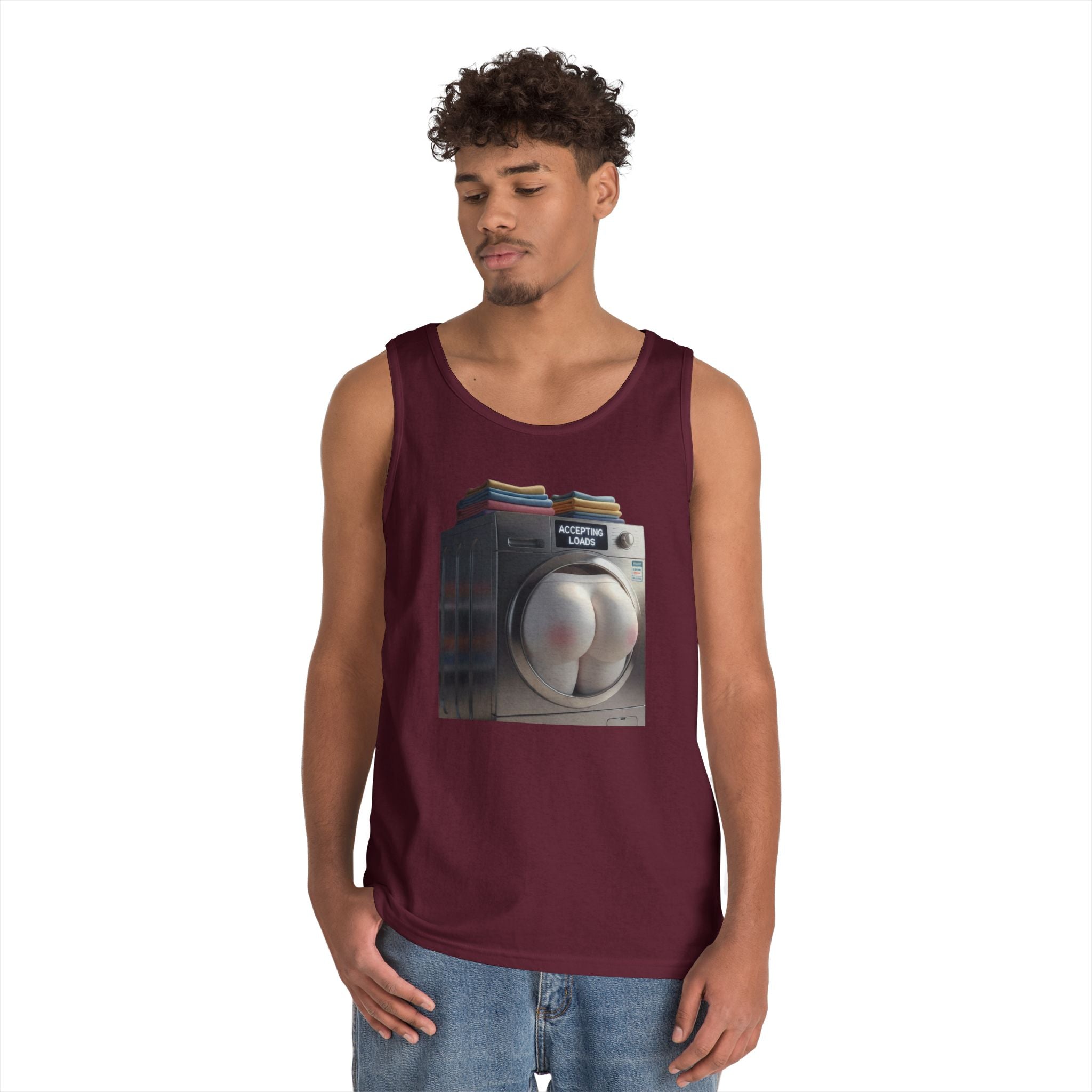 Accepting Loads - Graphic Tank Top — Retro Laundry Machine Art
