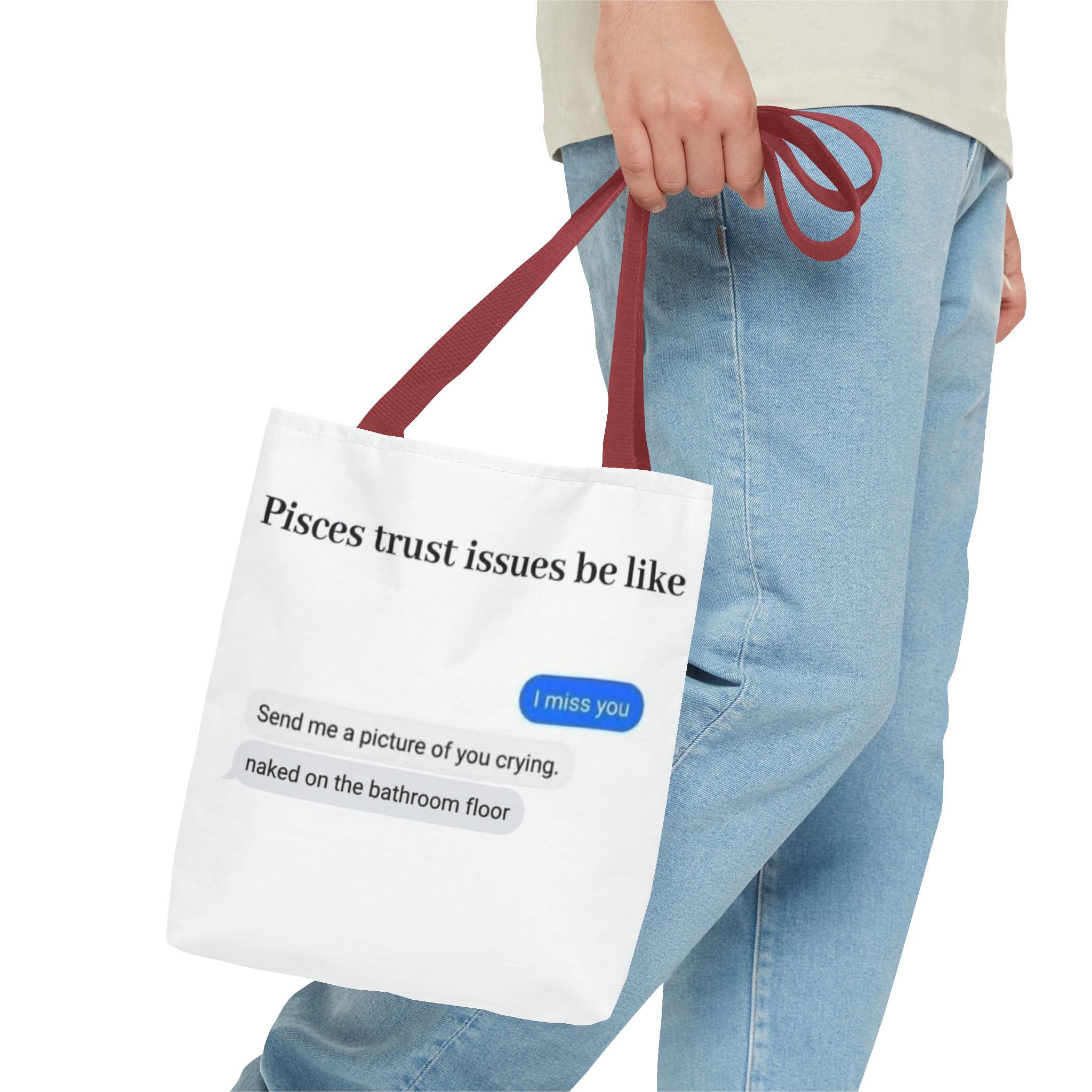 Pisces Tote Bag — Funny 'Pisces trust issues be like' Text & Zodiac Pisces Fish Design