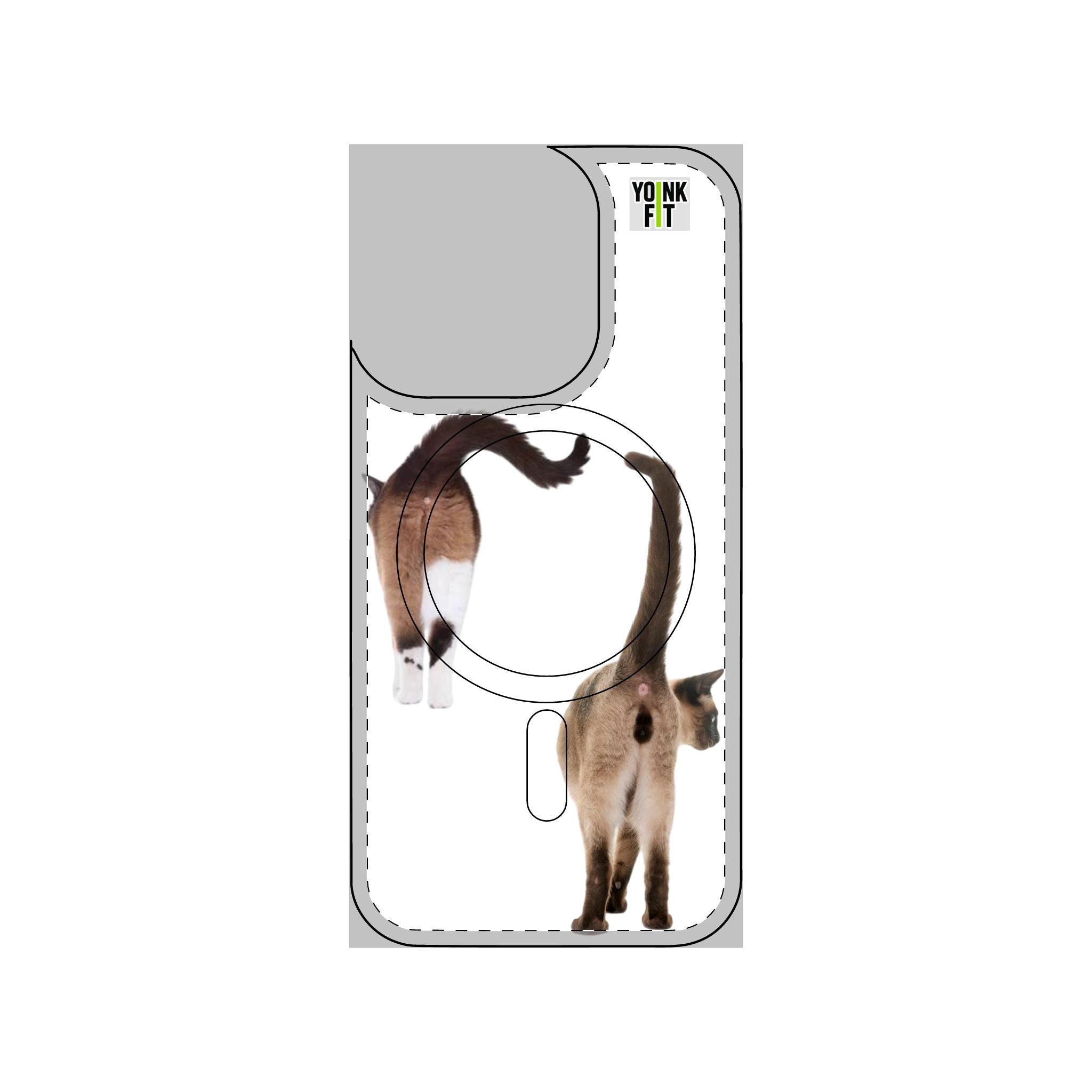 Phone Case Apple Cat Butt Impact-Resistant Magnetic Clear