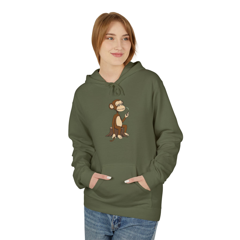 Fleece Hoodie Smoking Monkey Design