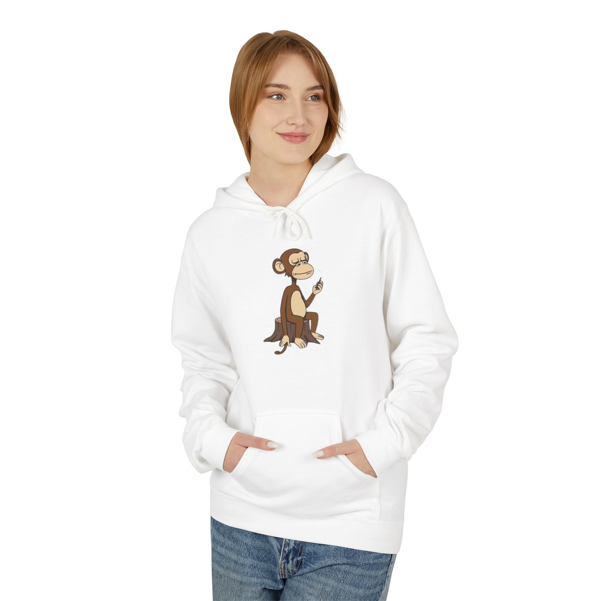 Fleece Hoodie Smoking Monkey Design