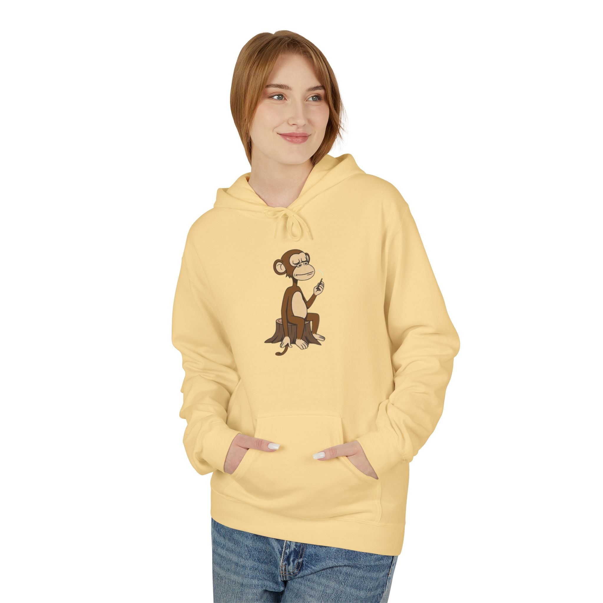 Fleece Hoodie Smoking Monkey Design