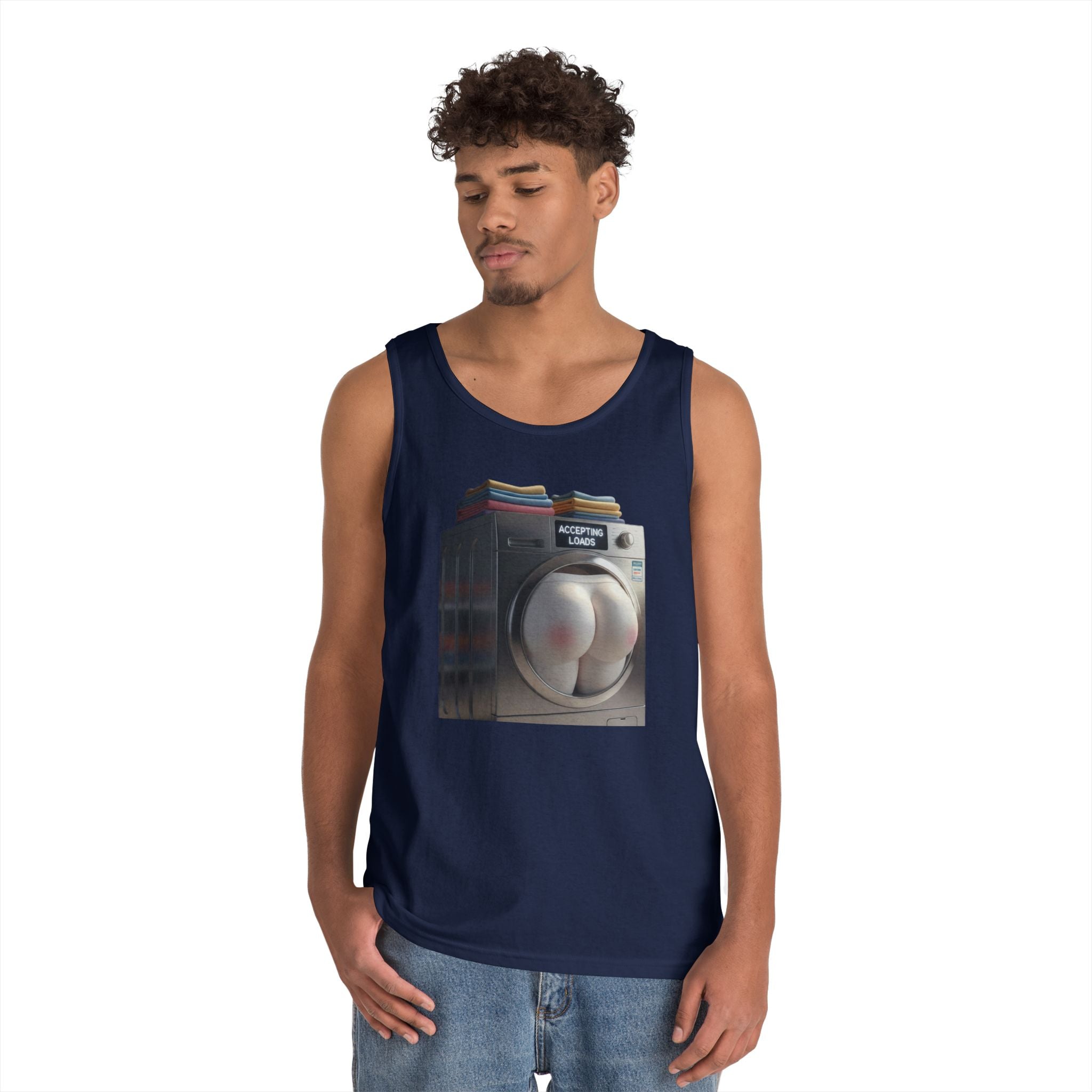 Accepting Loads - Graphic Tank Top — Retro Laundry Machine Art
