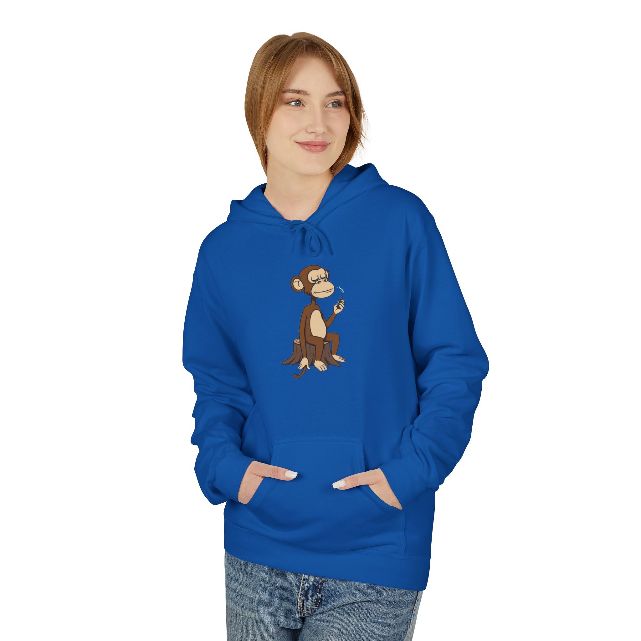 Fleece Hoodie Smoking Monkey Design