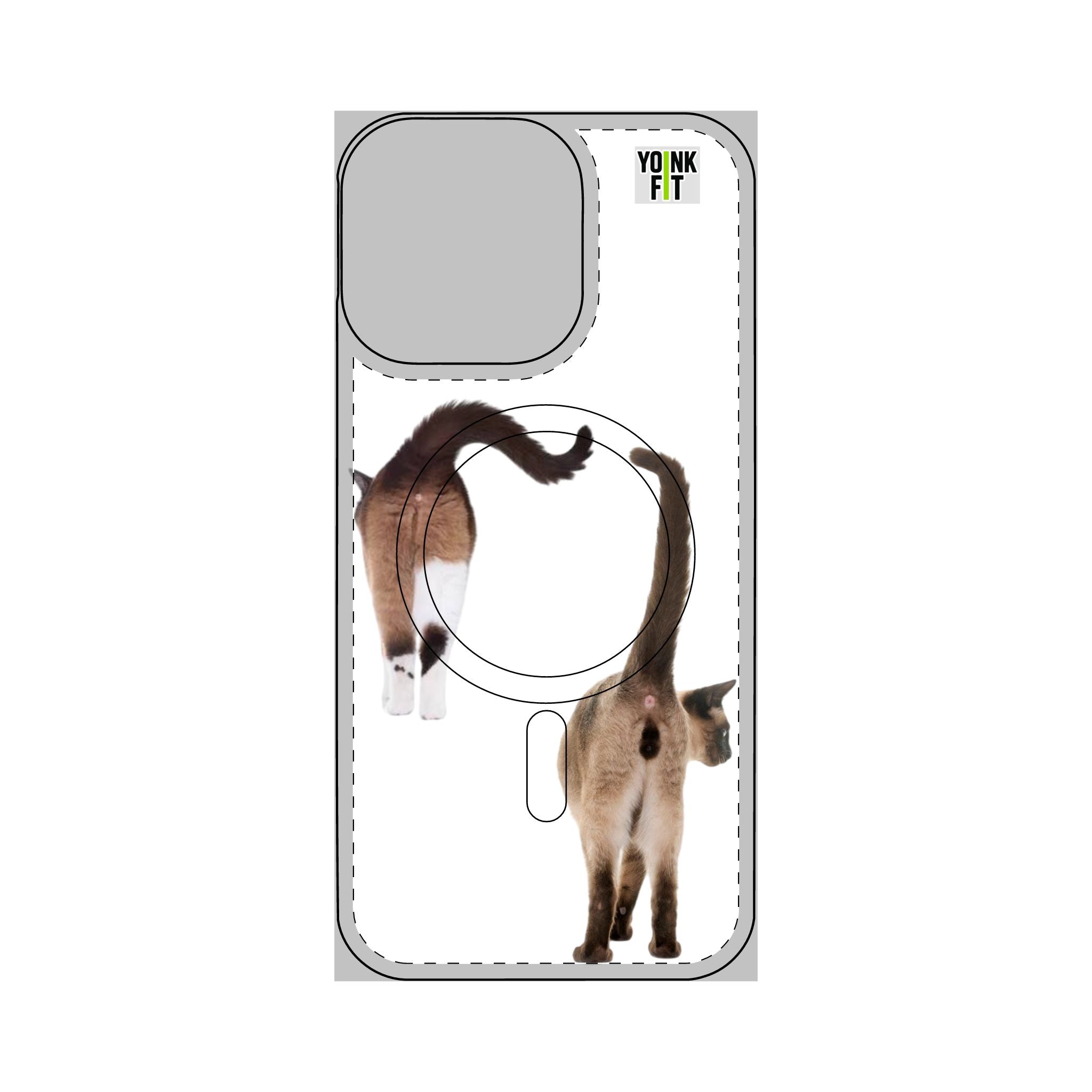 Phone Case Apple Cat Butt Impact-Resistant Magnetic Clear