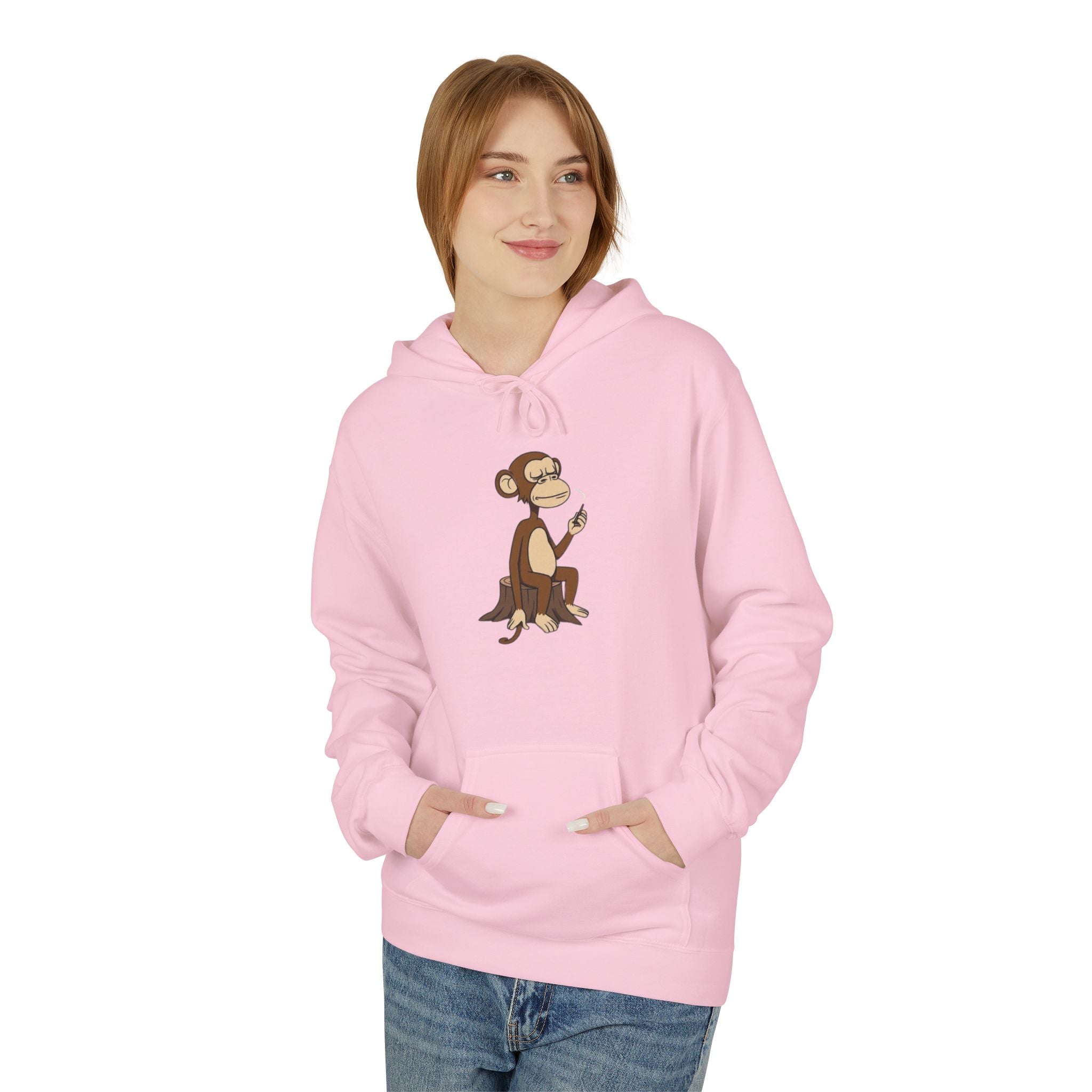 Fleece Hoodie Smoking Monkey Design
