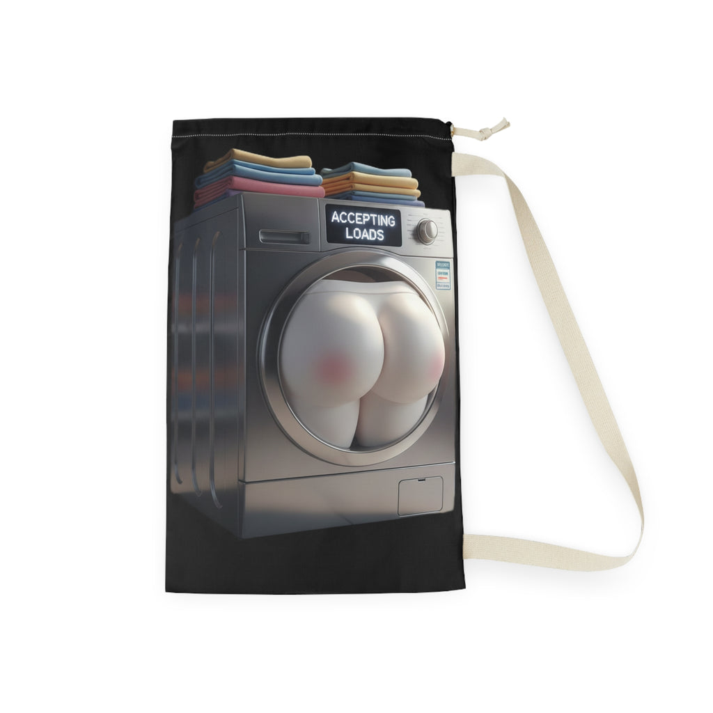 Laundry Bag - 'Accepting Loads' Funny Washer Graphic Drawstring Laundry Bag